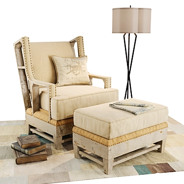 Kathy Kuo Home armchair and ottoman set