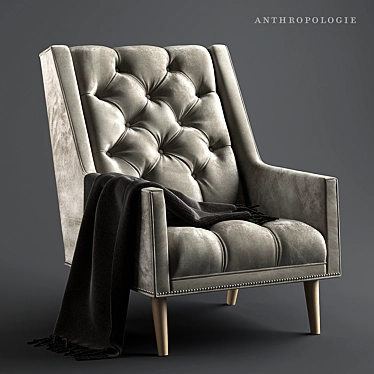 Plush Velvet Booker Armchair 3D model image 1 