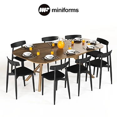Elegant Miniforms Table and Chair Set 3D model image 1 