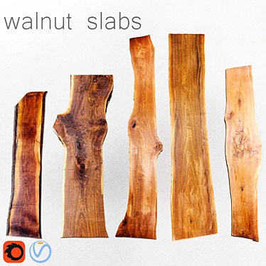 Stunning Walnut Slab Tables 3D model image 1 