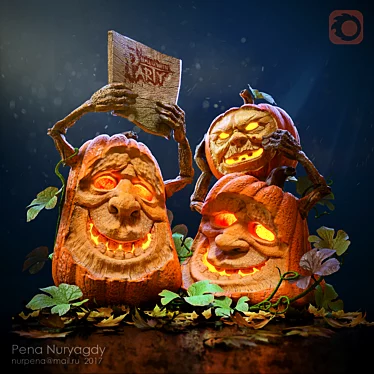 Spooky Pumpkin Halloween Party 3D model image 1 