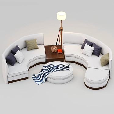 Elegant Round Sofa 3D model image 1 