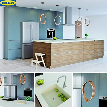Modern Kitchen Set: IKEA 2017, with Nutid Fridge 3D model image 1 