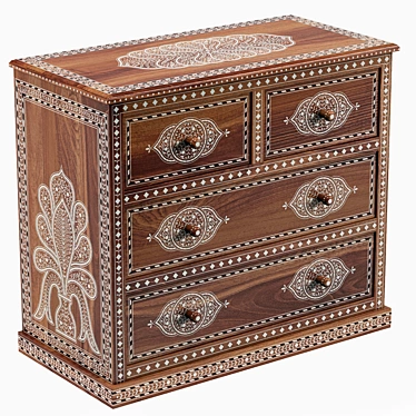 Exquisite Noor Bone Inlay Chest 3D model image 1 