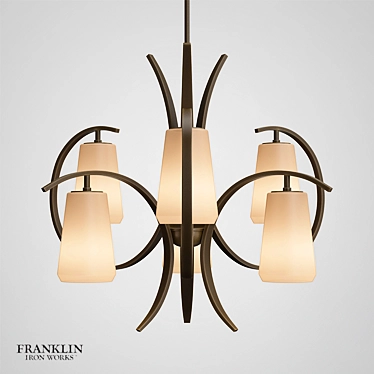 Bronze Curved Frame Chandelier 3D model image 1 