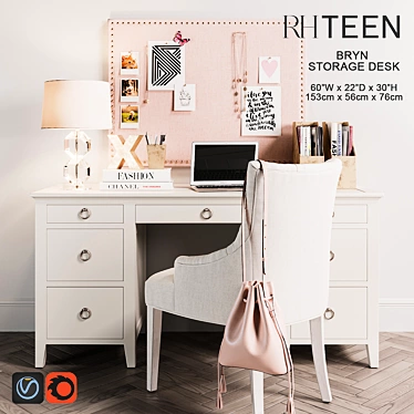 Bryn Storage Desk: Stylish and Functional 3D model image 1 