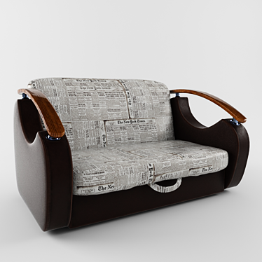 Vintage Newspaper Sofa | Stylish, PBR-textured Design 3D model image 1 