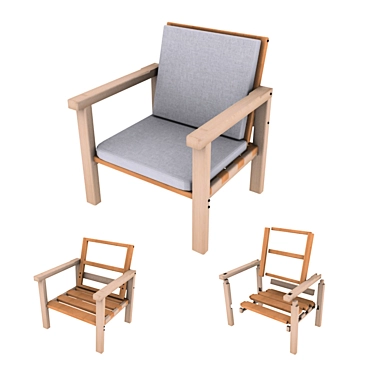 DIY Wooden Armchair Kit 3D model image 1 