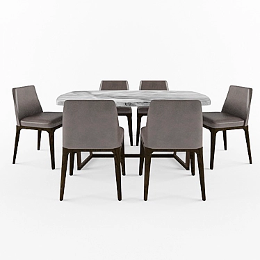 Elegant Sophie Chair & Tridente Table 3D model image 1 