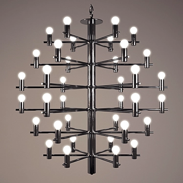 Title: Vintage Chrome Chandelier by Metalspot 3D model image 1 