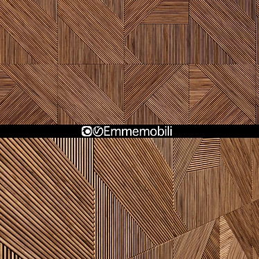 Emmemobili Walnut Wood Paneling: Elegant Stripes Design 3D model image 1 