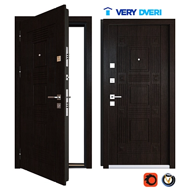 Modern Metal Entrance Door - Very Dveri Kvadro 3D model image 1 
