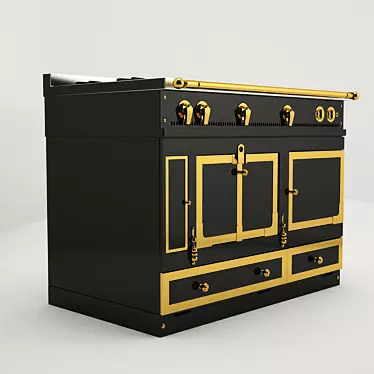 La Cornue Chatelet 120: Premium Gas Stove with Brass Finish 3D model image 1 