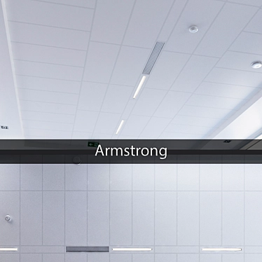 Armstrong Ceiling System Kit: Lighting, Smoke Detector, Vent Grilles & Evacuation Sign 3D model image 1 