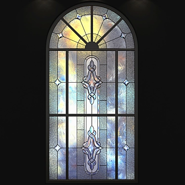Elegant Arched Stained-Glass Window 3D model image 1 