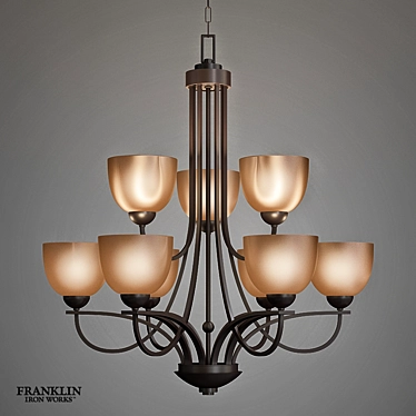 Bronze Bennington 9-Light Chandelier 3D model image 1 