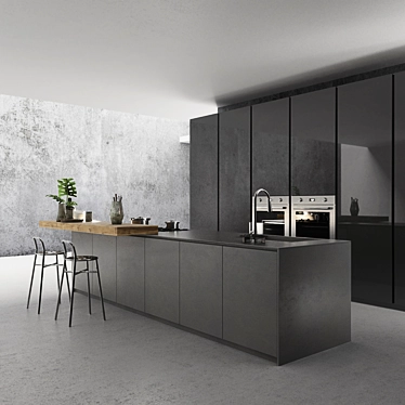 Sleek Blade Kitchen: Modern Elegance 3D model image 1 