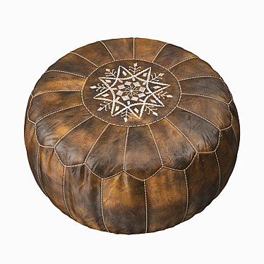 Exquisite Moroccan Leather Pouf 3D model image 1 