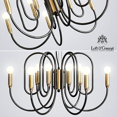 Modern 12-Light Black Inspiration Pendant 3D model image 1 