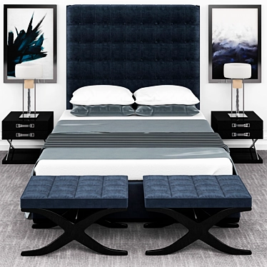Blue Dream Bedroom Set 3D model image 1 