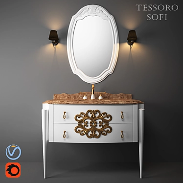 Italian Luxury: Tessoro Sofi Bathroom Furniture 3D model image 1 