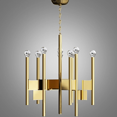 Glamorous Sciolari Brass Chandelier 3D model image 1 