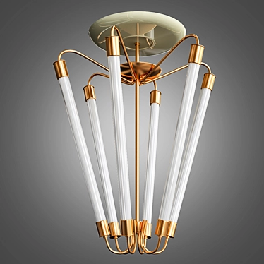 Italian Brass Tube Chandelier 3D model image 1 