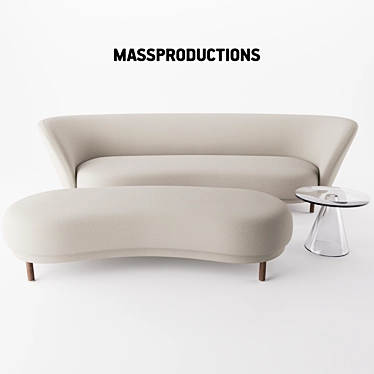 Sophisticated Dandy Sofa/Ottoman 3D model image 1 