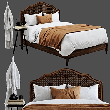 Elegant RH Lorraine Caned Bed 3D model image 1 