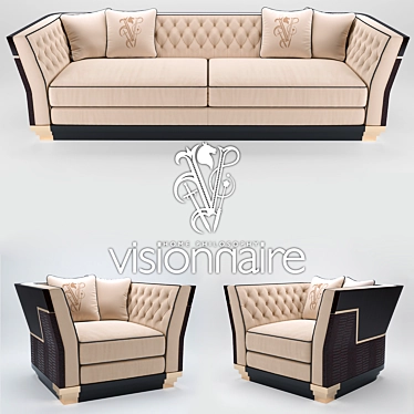 Berry Capitone Sofa and Armchair: Elegant PBR Design 3D model image 1 