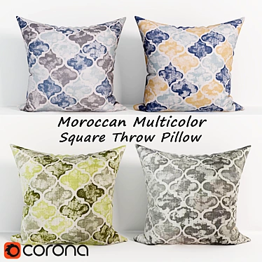 Moroccan Multicolor Decorative Pillows Set 3D model image 1 