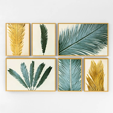 Palm Leaf Wall Décor Set 3D model image 1 