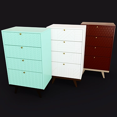 3D Carved High Chest of Drawers THIMON 3D model image 1 