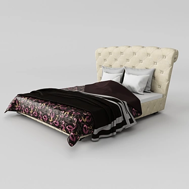 Elegant Chester Bed with Mona Liza Bedding 3D model image 1 