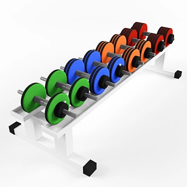 Compact Collapsible Dumbbell Rack & Weights 3D model image 1 