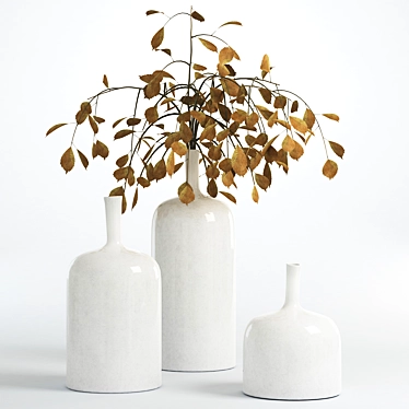 Elegant White Floral Vase 3D model image 1 