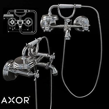 AXOR MONTREUX Exposed Bath Mixer - Classic Elegance 3D model image 1 