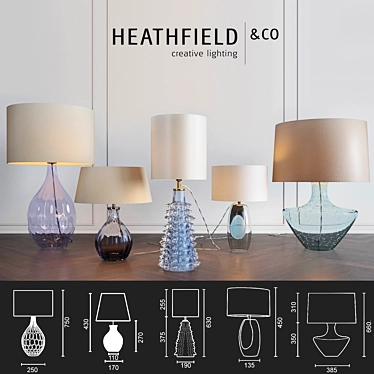 Elegant Blue Lamp Set - Heathfield & Co 3D model image 1 
