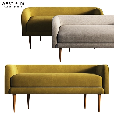 Italian-Inspired Celine Bench: Elegant Curves & Sleek Legs 3D model image 1 