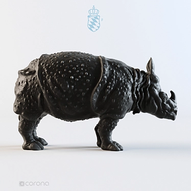 German Porcelain Rhinoceros Sculpture 3D model image 1 