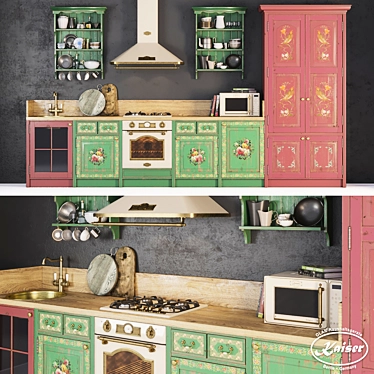 "Kaiser Kitchen Set: Oven, Hood, Cooktop, Microwave, Sink & Faucet 3D model image 1 