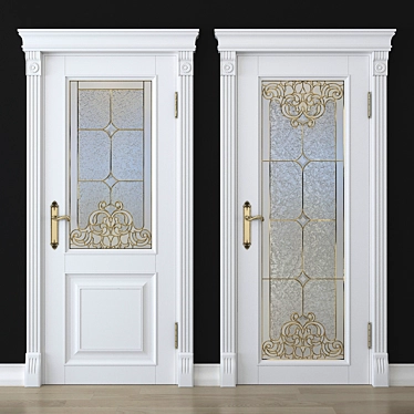 Elegant Stained Glass Door 3D model image 1 