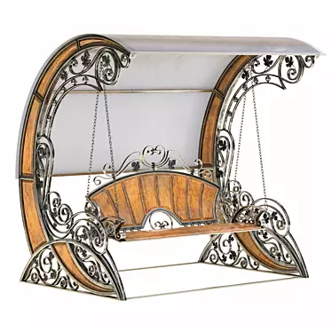 Elegant Wrought Iron Swing 3D model image 1 