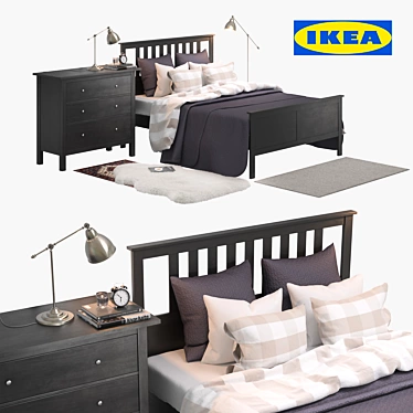 Stylish IKEA Bedroom Collection: HEMNES, ALHEDE, LUDDE 3D model image 1 