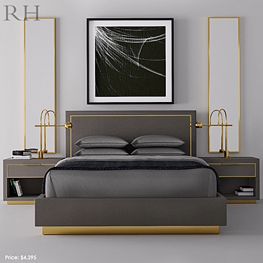 Luxury Shagreen King Platform Bed 3D model image 1 