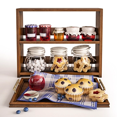 Sweet Delights: Cupcakes & Jam Jars Set 3D model image 1 