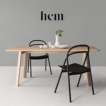 Modern Udon Chair & Alle Table Set 3D model image 1 