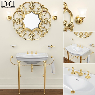 Elegant ETOILE Sink & AMELIE Mirror 3D model image 1 