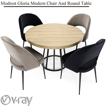 Modern Glam: Chair & Table Set 3D model image 1 