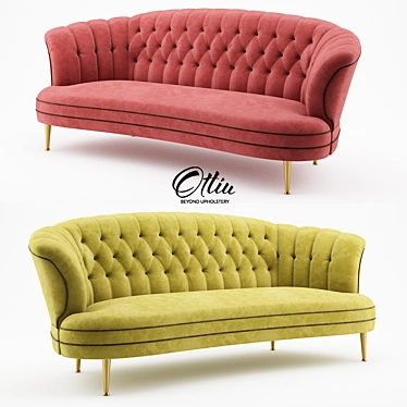 Velvet Diana Sofa: Elegant Beechwood & Brass Legs 3D model image 1 